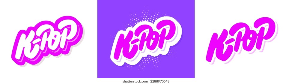 K-pop. Korean pop music style. Vector handwritten letterings.