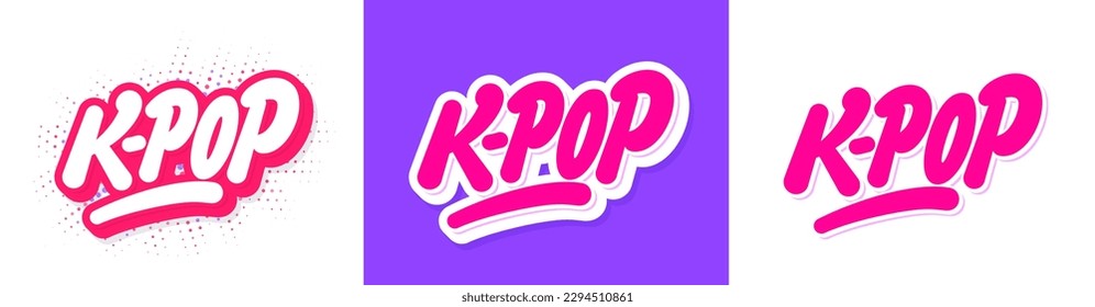 K-pop. Korean pop music style. Vector handwritten letterings.