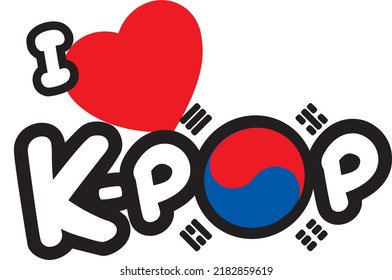 K-pop. Korean popular music style. National flag of South Korea.  Vector illustration.