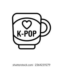 K-Pop Mug Outline Icon Vector Illustration