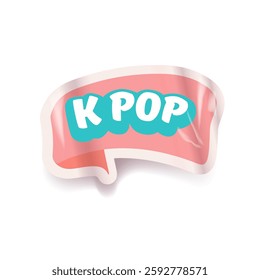 K-pop pink emblem pink sticker isolated on white. Korean pop music sticker, tag, retro label, banner, ribbon, label png