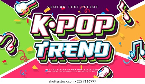 Efecto de estilo de texto modificable de tendencia K-pop. Efecto de texto del vector