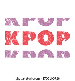 Kpop word typography in minimal style. K-Pop music text for tee or banner. Modern trendy typography design for apparel, t shirt print, design.