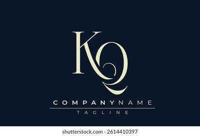 KQ abstract Logo. Elegantly Designed Minimalist Monogram Logo with Stylish Lettering. Sophisticated and sleek minimalist monogram showcasing unique lettering design.