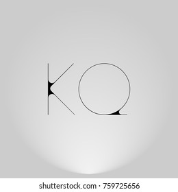 KQ Black thin minimalist LOGO Design with Highlight on Gray background.