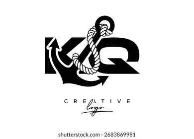 KQ Creative Monogram Latte Logo mit Anker und Seildesign
