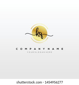 KQ handwriting initial logo template vector.