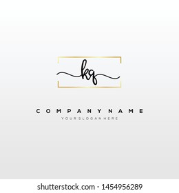 KQ handwriting initial logo template vector.