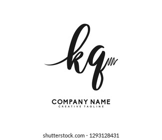 KQ Initial Handwriting Logo Template Vector