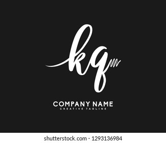 KQ Initial Handwriting Logo Template Vector