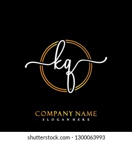 KQ Initial Handwriting logo template vector