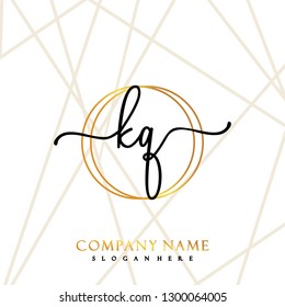 KQ Initial Handwriting logo template vector