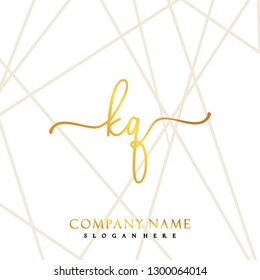 KQ Initial Handwriting logo template vector