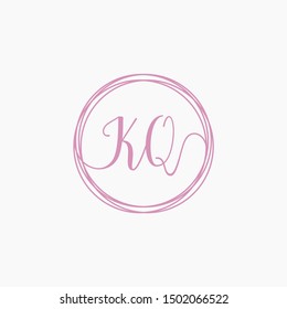 KQ Initial Handwriting logo template, Creative fashion logo design, couple concept -vector