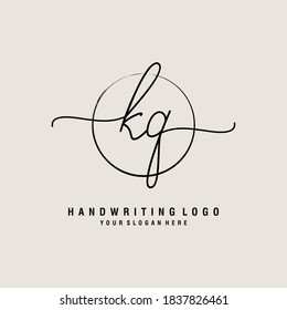 KQ Initial handwriting logo template vector