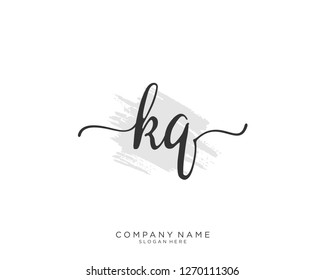 KQ Initial handwriting logo vector 