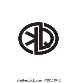 KQ initial letters looping linked ellipse monogram logo