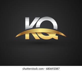 KQ initial logo company name colored gold and silver swoosh design. vector logo for business and company identity.
