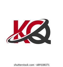 KQ initial logo company name colored red and black swoosh design, isolated on white background. vector logo for business and company identity.
