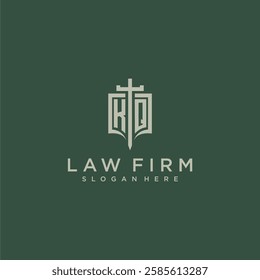 KQ initial monogram for law firm with sword and shield logo image