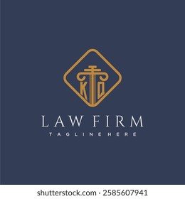 KQ initial monogram logo for lawfirm with pillar in creative square design