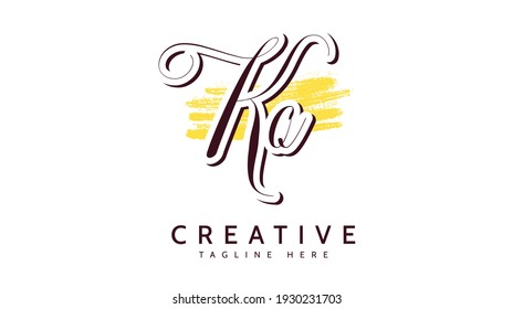 KQ Initials, handwriting logo vector