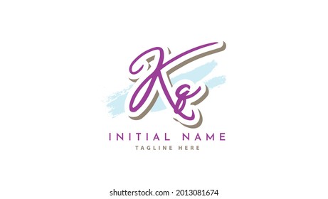 KQ Initials, handwriting logo vector