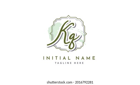 Iniciales KQ, vector de logotipo de escritura a mano