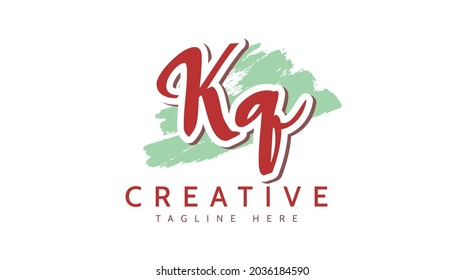 Kq Initials, handwriting logo vector