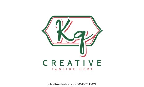 KQ Initials, handwriting logo vector