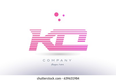 kq k q alphabet letter logo pink purple stripes lines creative text dots company vector icon design template