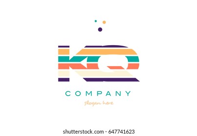 kq k q alphabet letter logo colors colorful line stripe font creative text dots company vector icon design template