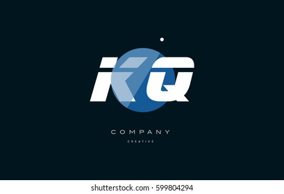 kq k q  blue circle dot big font alphabet company letter logo white design vector icon template 