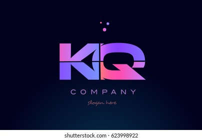 kq k q creative color blue background pink purple blue magenta alphabet letter company logo vector icon design