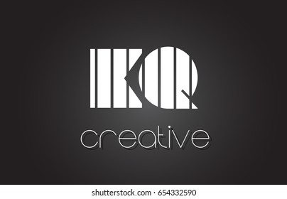 KQ K Q Creative Letter Logo Design With White and Black Lines.