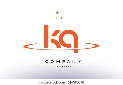 KQ K Q creative orange swoosh dots alphabet company letter logo design vector icon template