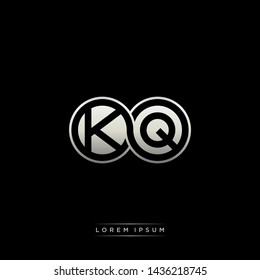 KQ K Q initial letter linked circle capital monogram logo modern template silver color edition