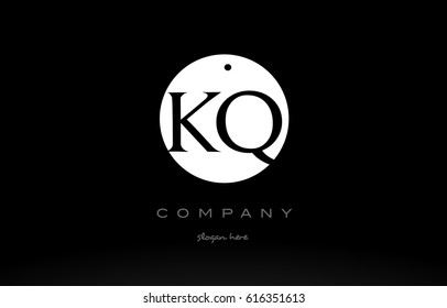 KQ K Q simple black white circle background alphabet company logo design vector icon template