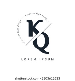 KQ Letter Logo Design with a Creative Cut. Creative logo design