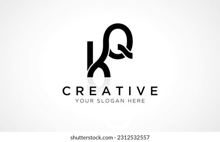 KQ Letter Logo Design Vector Template. Alphabet Initial Letter KQ Logo Design With Glossy Reflection Business Illustration.