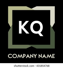 KQ letters business logo creative  icon design template elements in abstract background logo, design identity in square with four colors, modern alphabet letters