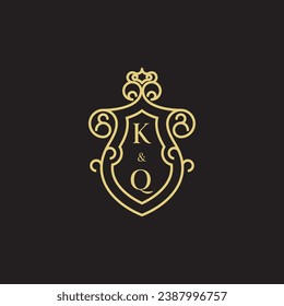 KQ line vintage initial logo in high quality professional design that will print well across any print media