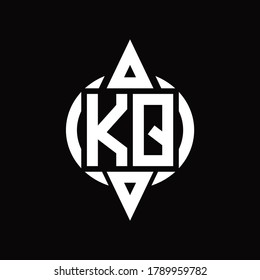 KQ Logo with circle rounded combine triangle top and bottom side design template