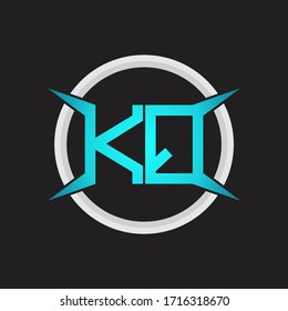 Monograma del logotipo KP con plantilla de diseño de forma circular y de cuatro ejes