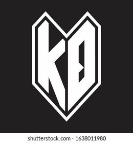 KQ Logo monogram with emblem line style isolated on black background