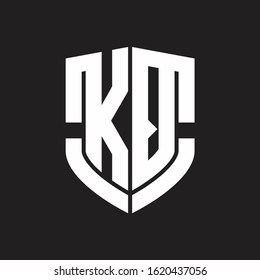 KQ Logo monogram with emblem shield shape design isolated on black background