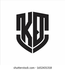KQ Logo monogram with emblem shield shape design isolated on white background