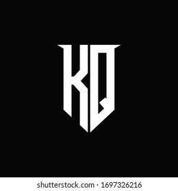 Monograma del logotipo KQ con plantilla de diseño de estilo de escudo de emblemas