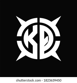 KQ Logo monogram with four pieces circle slice design template on Black Background