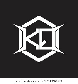 KQ Logo monogram with hexagon and four taper shape design template
